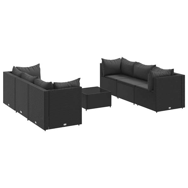 Loungeset 3043051-2 set van 7 zwart - staal - 63 x 57 x 63 cm