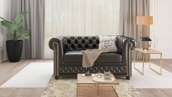 Chesterfield-Set Perry - Schlaffunktion Schwarz