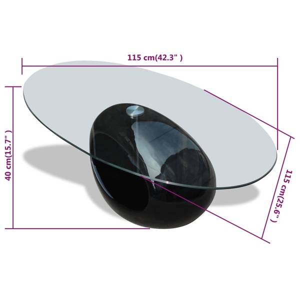 Table basse 297861 Noir - Verre clair - 65 x 40 x 115 cm