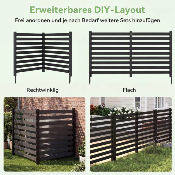 Gartenzaun ZB35496 2-tlg. Schwarz
