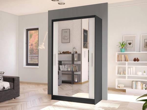 Kleiderschrank Costa VII Schwarz - Weiß