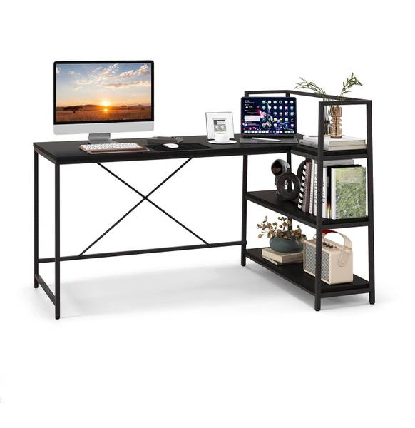 Schreibtisch HW67502 Schwarz - Holzwerkstoff - 100 x 90 x 148 cm