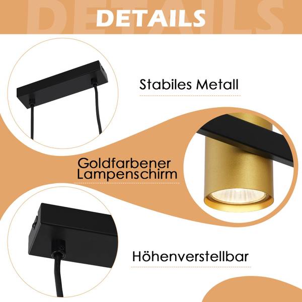 Hanglamp Lipscomb goud - metaal - 12 x 155 x 85 cm