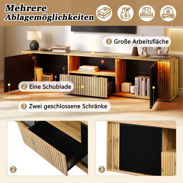 TV-Schrank Astraios Ⅹ Schwarz - Holz