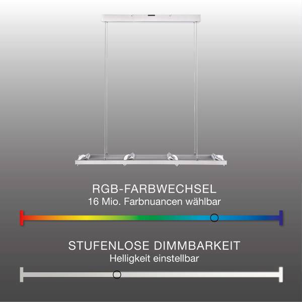 LED Pendellampe Q-FISHEYE Smart Home Silber - Aluminium - 17 x 120 x 99 cm