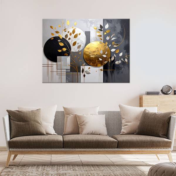 Wandbild Abstrakte Motive Grau - Polyester - 60 x 40 x 3 cm