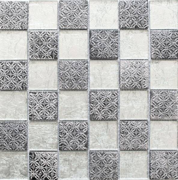 Mosaikfliesen 88-8OP6 Silber - Glas - 30 x 30 x 30 cm