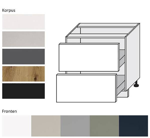 Schubladenunterschrank SALO D2 80 Braun - Grün - Eiche Dekor