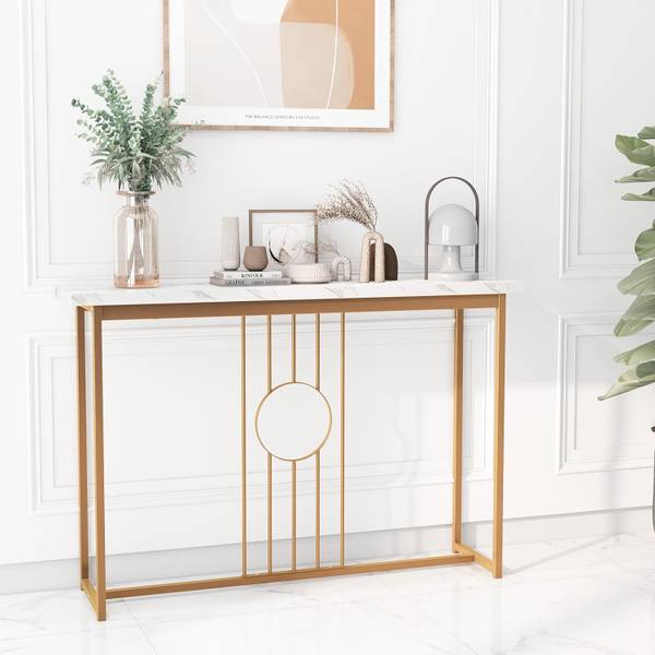 Beistelltisch mit Metallgestell Gold - Holzwerkstoff - 30 x 81 x 120 cm