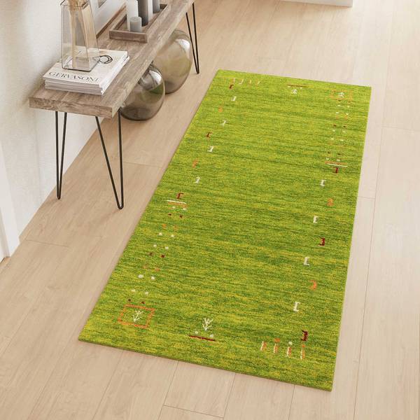 Wollteppich Läufer Fenth Grün - Tiefe: 300 cm