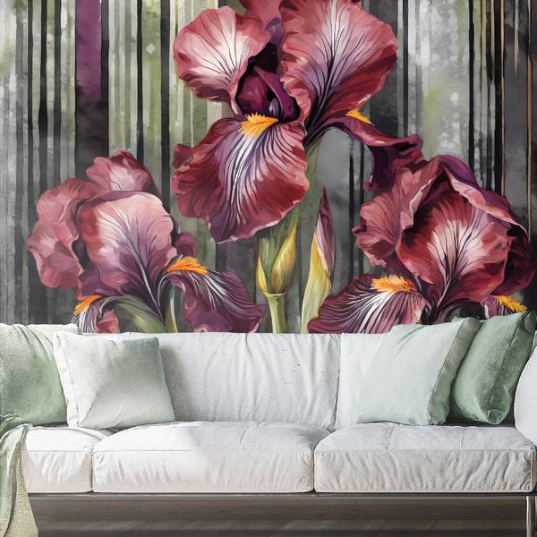 Papier peint, Fleurs rouges 150 x 105 cm