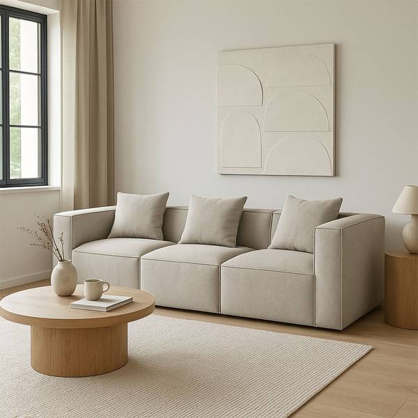 Sofa Box Grau - Webstoff - 92 x 65 x 256 cm