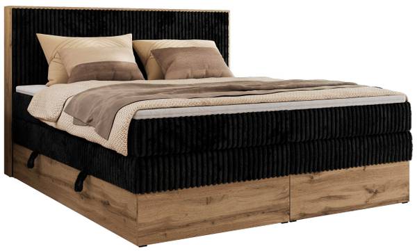 Boxspringbett WOOD CLASSIC KING Grauspiegel - H3 - Liegefläche Breite: 180 cm
