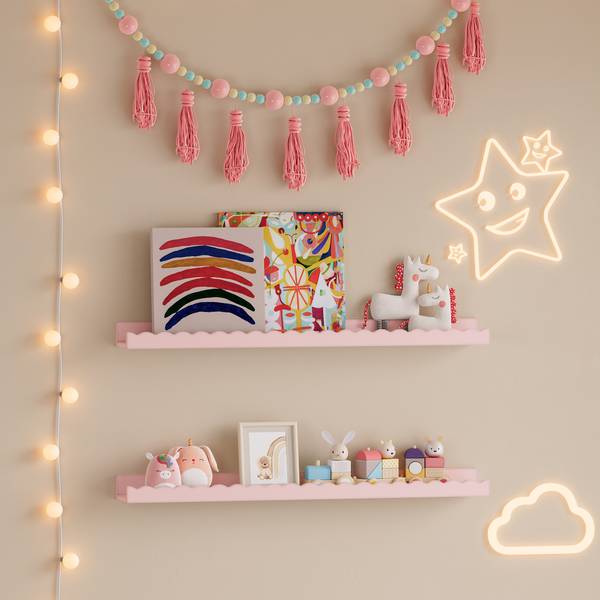 Kinder-Wandregalset Vestnes 2-tlg. Pink - Holzwerkstoff - 60 x 5 x 10 cm