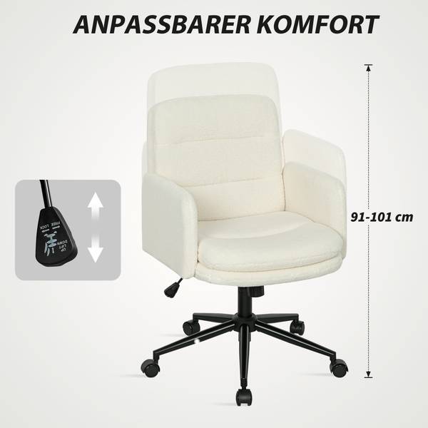 Schreibtischstuhl 921-868V00CW Weiß - Polyester - 62 x 101 x 65 cm