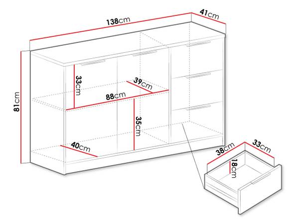 Kombikommode Lati 2D3S Braun - Holzwerkstoff - 41 x 81 x 138 cm
