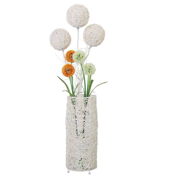 Staande lampe Lumiflora wit - rotan - 20 x 109 x 20 cm