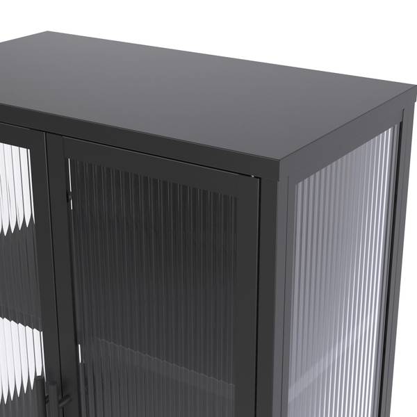 Vitrine CUBE Schwarz - Glas - Metall - 60 x 146 x 34 cm