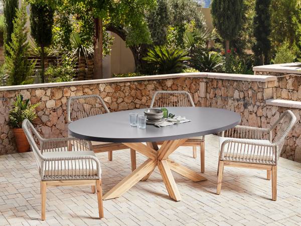 Esstisch ORISTANO Braun - Grau - Bambus - 100 x 75 x 190 cm