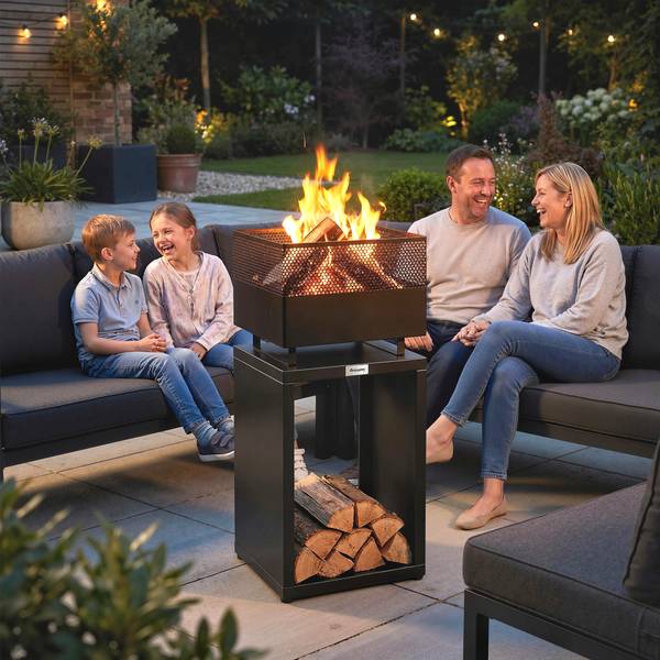 Feuerschale 842-456V00BK Schwarz - Metall - 39 x 87 x 39 cm