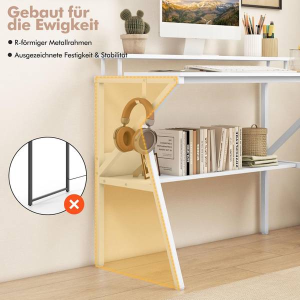 Schreibtisch ON32993 Weiß - Holzwerkstoff - 48 x 82 x 100 cm