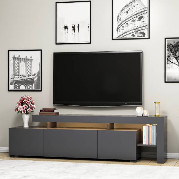 Meuble TV Beliz avec éclairage LED Anthracite