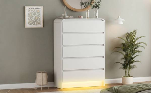 Kommode NDGY04 Weiß - Massivholz - 40 x 110 x 73 cm