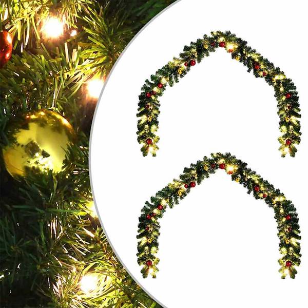 Weihnachtsgirlande 42016693 2er Set Grün - PVC - 24 x 1 x 2000 cm