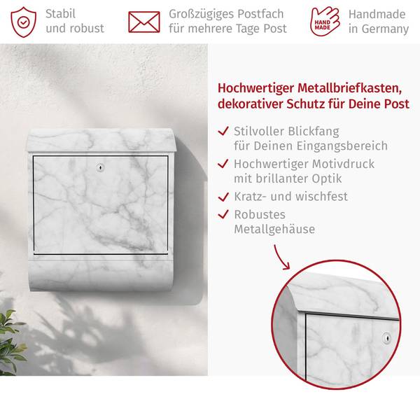 Briefkasten Bianco Carrara Weiß - Stahl - 39 x 46 x 13 cm