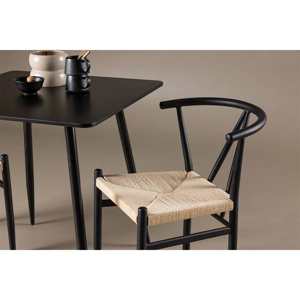 Essgruppe Polar 3-teilig Schwarz - Holzwerkstoff - 75 x 75 x 75 cm