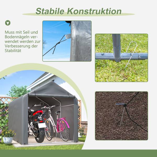 Fahrradschuppen CO121 Grau - Metall - 220 x 165 x 160 cm