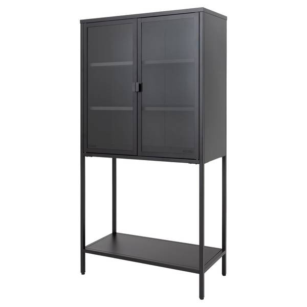 Vitrine DURA STEEL Schwarz - Glas - Metall - 75 x 150 x 35 cm