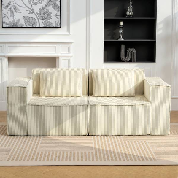 3 Sitzer Sofa 83B-509V00BG Beige - Cord - 90 x 76 x 202 cm