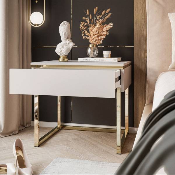 Nachttisch AURORA Kaschmir Beige - Holzwerkstoff - 48 x 79 x 44 cm