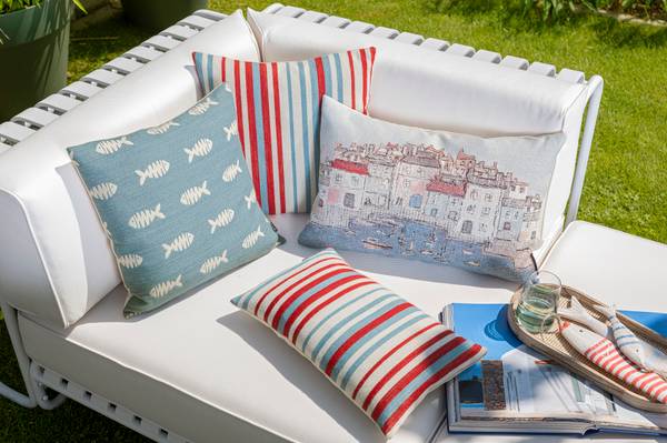 Kissenhülle Biarritz Blau - Textil - 40 x 1 x 60 cm