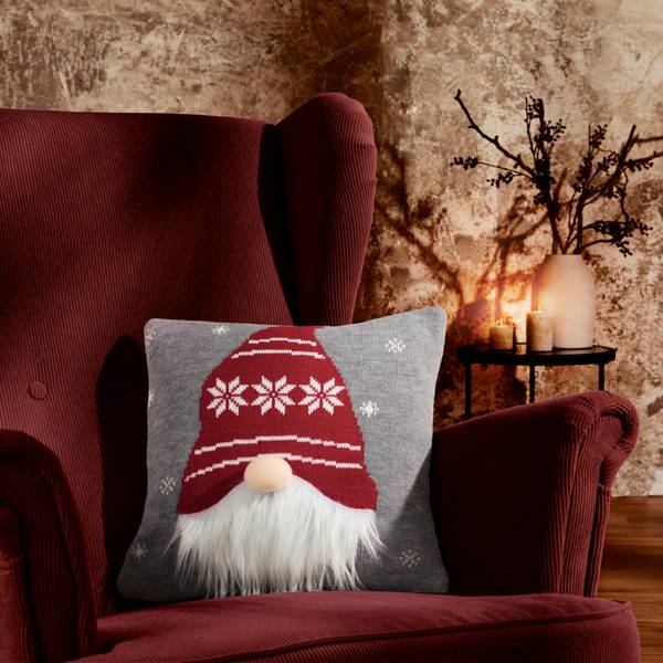 Kissenhülle 208753 Grau - Rot - Textil - 40 x 1 x 40 cm