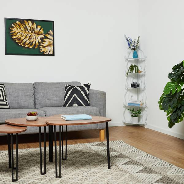 Plantenrek hoek met 5 etages wit wit - staal - 30 x 136 x 30 cm