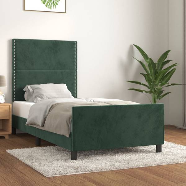 Bettgestell mit Kopfteil 3017204-2 Dunkelgrün - 200 x 90 cm