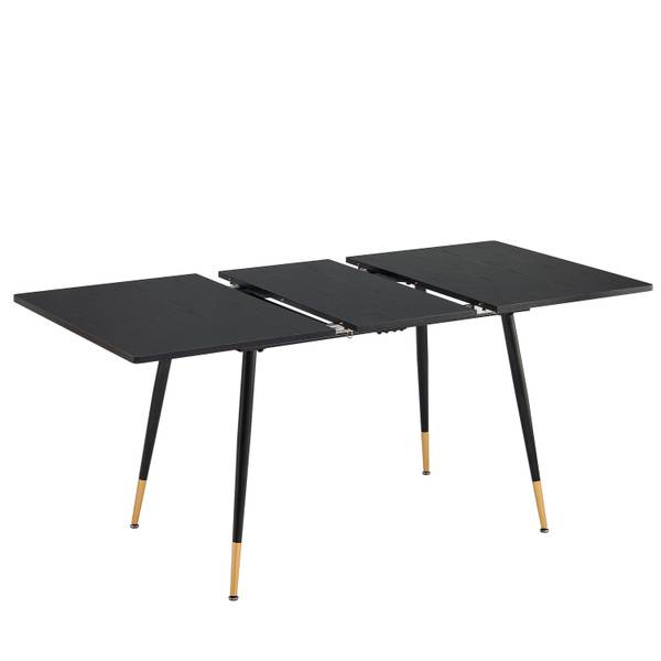 Esstisch WHALEN DKST Schwarz - Gold - Eisen - 80 x 75 x 160 cm
