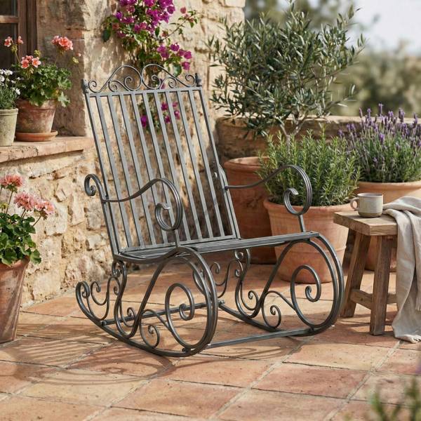 Gartenschaukelstuhl Smilla Grau - Metall - 56 x 94 x 90 cm