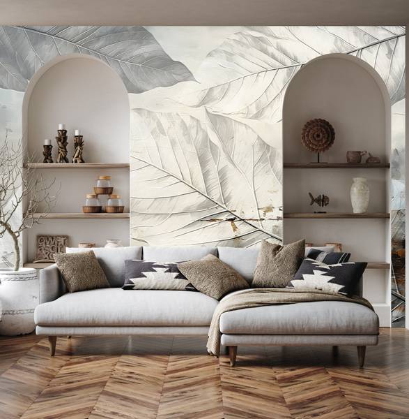 Vlies-Fotobehang ABSTRACT Natuur Muur lichtgrijs - 400 x 280 x 280 cm