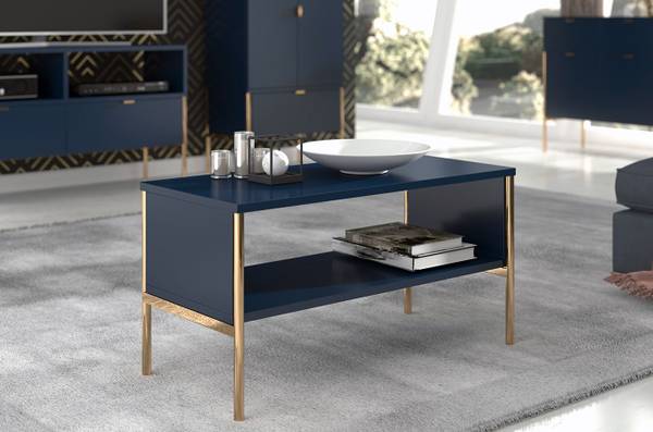 Couchtisch Polka Blau - Holzwerkstoff - 80 x 44 x 37 cm