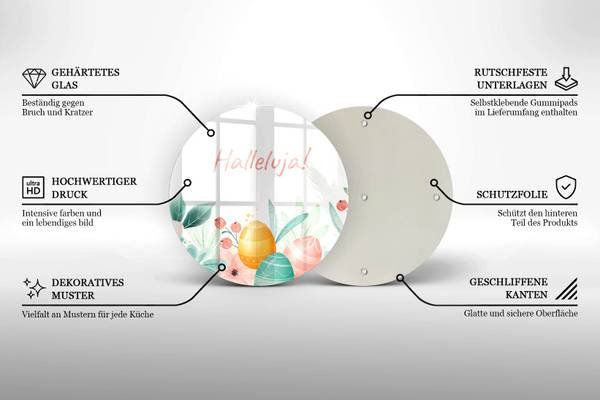 Schneidebrett Festliches Halleluja Glas - 40 x 40 x 1 cm