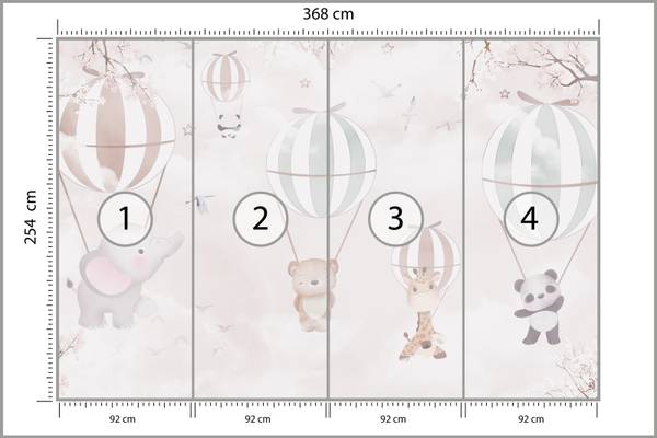 Vlies-Fotobehang BALLONNEN Bloemen 368 x 254 x 254 cm