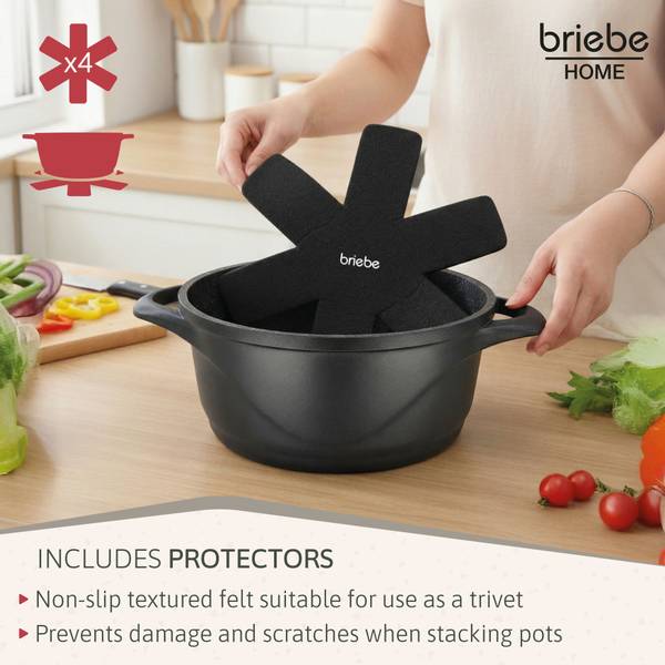 Kochtopf Set BRI-MGK12S (8-teilig) Schwarz - Aluminium