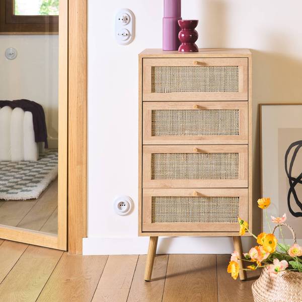 Hochkommode Bohème Beige - Holz teilmassiv - 39 x 96 x 48 cm