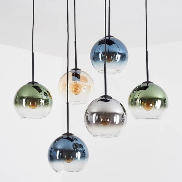 Pendelleuchte Cesaro Blau - Grau - Grün - Orange - Aluminium - Klarglas - 26 x 125 x 120 cm