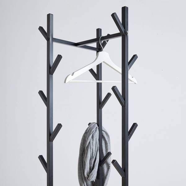 Garderobenständer LUGO Schwarz - Holzwerkstoff - Metall - 40 x 182 x 40 cm