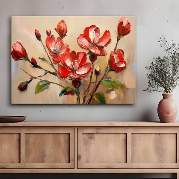 Canvas schilderij Bloemen 60 x 40 cm