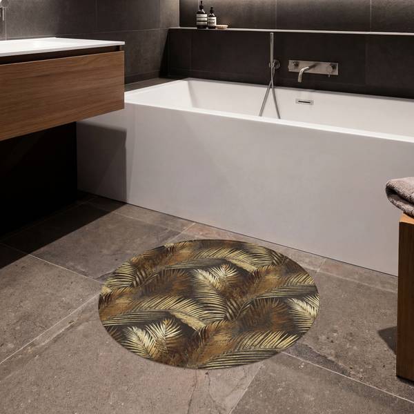 BADEMATTE Palmblätter Gold - Microfaser - 70 x 70 x 1 cm